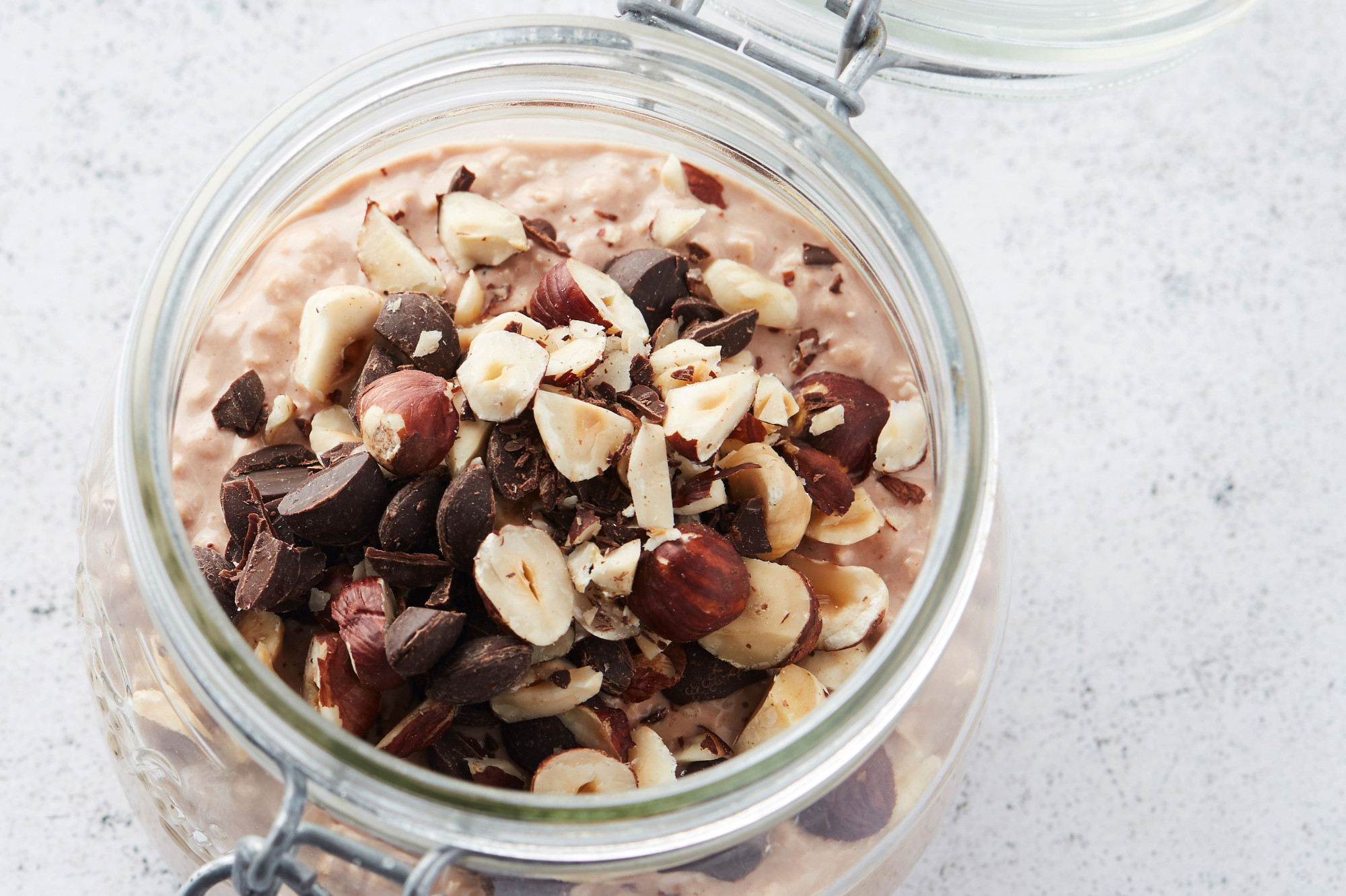 Overnight oats met chocolade en hazelnoot